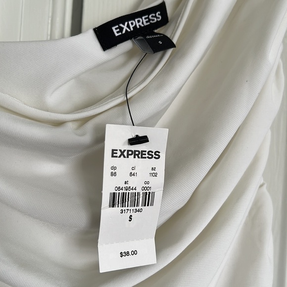 Express One Shoulder Ruched White Top - Picture 2 of 2